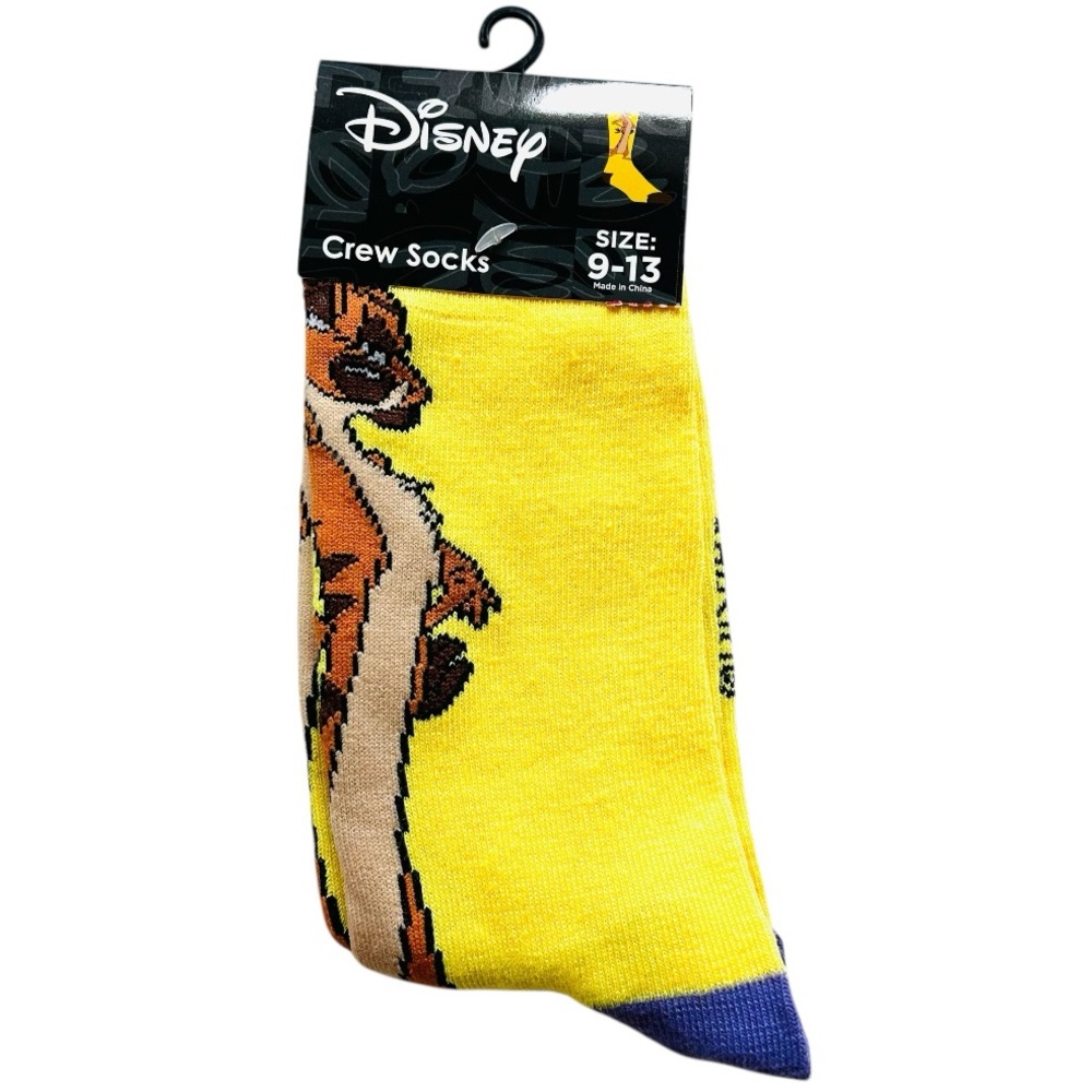 Meerkat Disney Yellow Socks with Character Design Timon Lion King 9-13 New